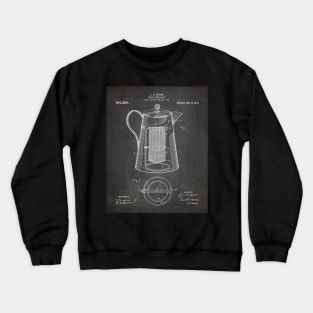 Coffee Percolator Patent - Coffee Shop Art - Black Chalkboard Crewneck Sweatshirt